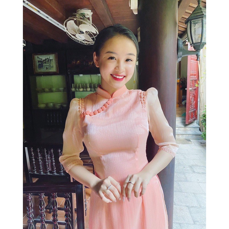 Áo dài kiểu tơ sống 4 tà kèm quần