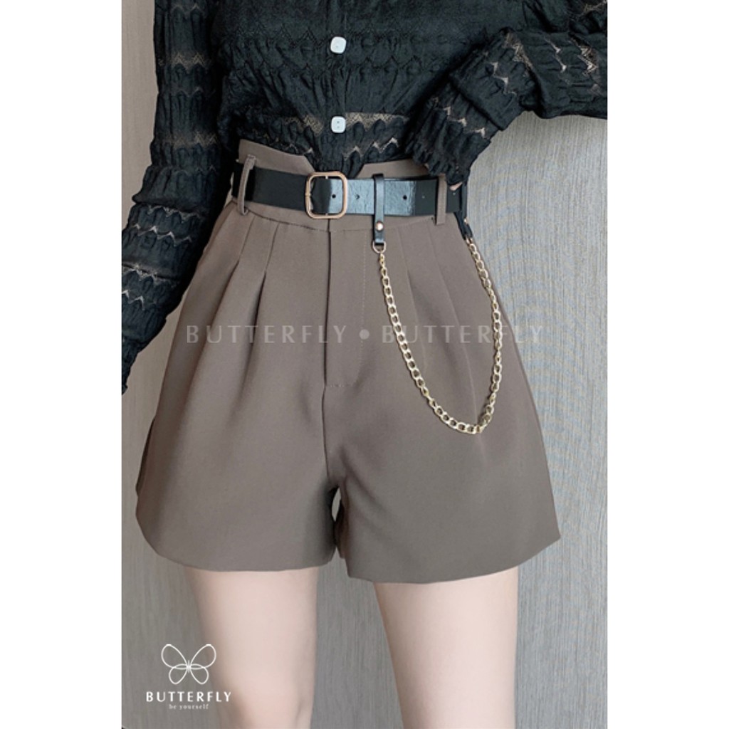 Quần đùi sooc nữ đẹp BUTTERFLY cạp lưng cao, quần short lửng dáng chữ A - Q01 | BigBuy360 - bigbuy360.vn