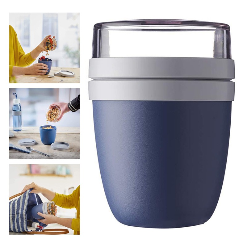 SC 2 In 1 Creative Practical Lunch Cup Travel Portable Keeping Fresh Bowl Go Out Lunch Box Yogurt Nut Preservation Cup