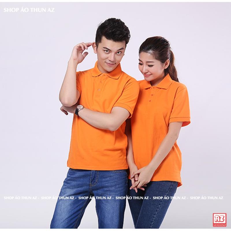 Áo thun nam nữ có cổ ( Cổ trụ Polo ) màu cam trơn - Vải Cá sấu Poligan Thái PO03 ©️