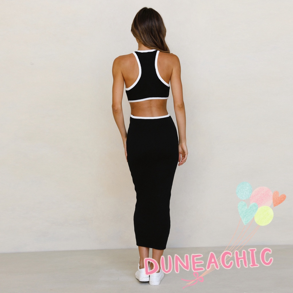 DUNEA Đầm Đua Xe Hở Lưng Cổ Tròn Gợi Cảm Cho Nữ