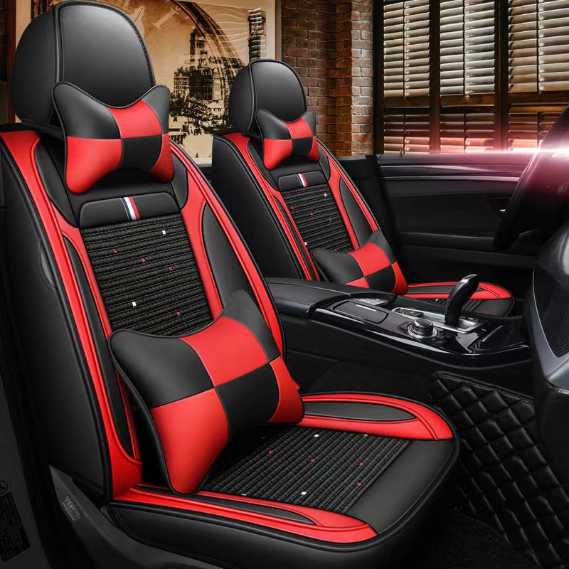 Vỏ Bọc Đệm Ghế Ngồi 5 Chỗ Ngồi Bằng Da Giả Phối Lưới Cho Myvi Axia Viva Bezza Waja Saga Wira Vios Civic City HRV Persona