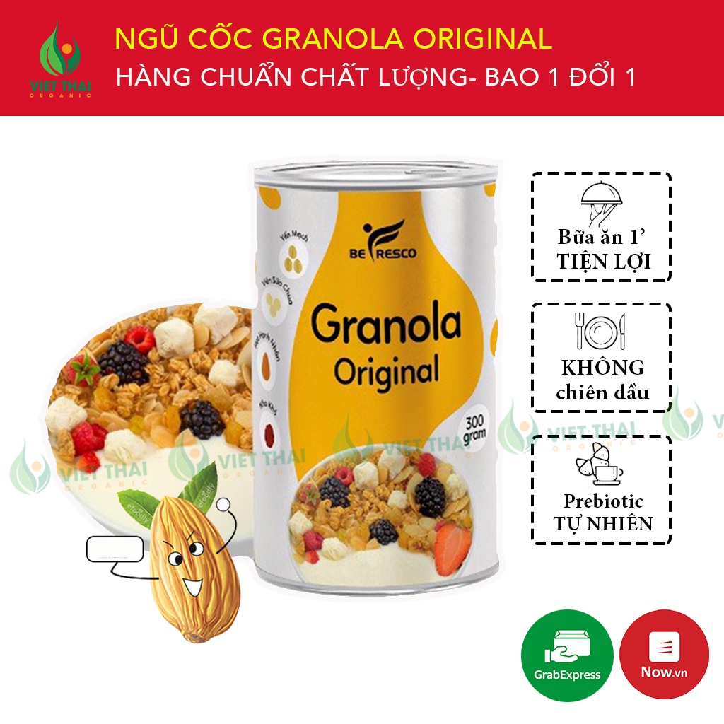 Ngũ Cốc Ăn Sáng Giảm Cân Ăn Kiêng - Granola Original Mix Sữa Chua Sấy Khô (300G)