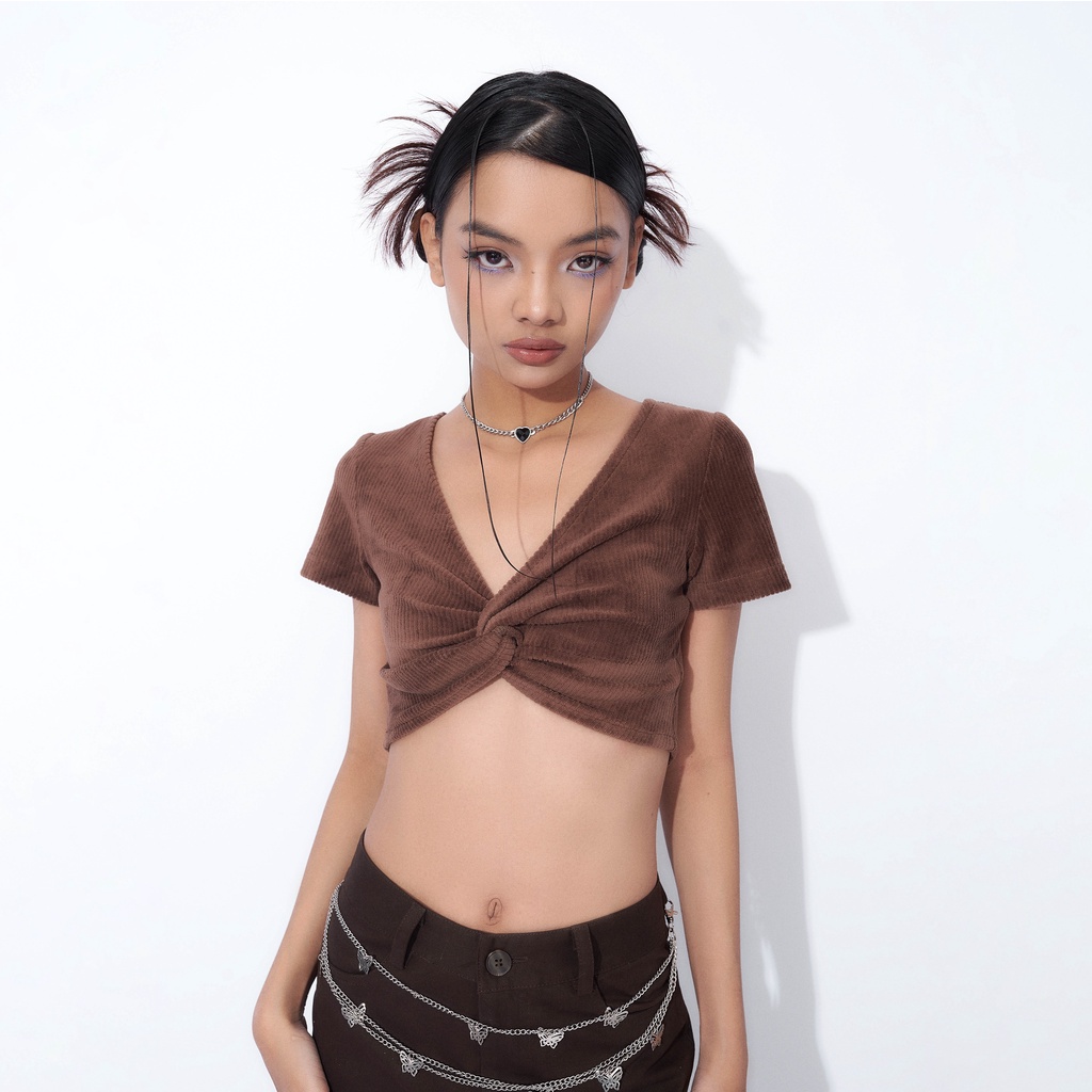 Áo Croptop Nhung PRADIES Twisted