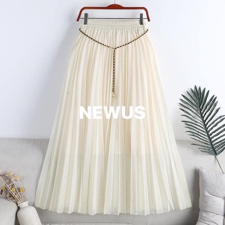 Chân váy thời trang quảng châu voan lụa kèm dây xích thắt lưng 2 lớp nhiều mầu sắc siêu đẹp