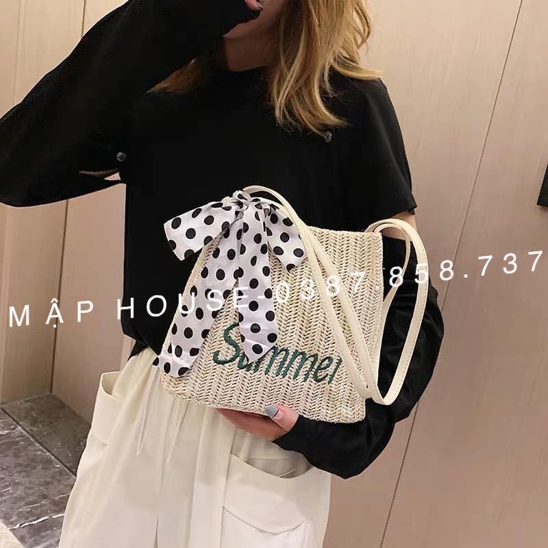 TÚI SUMMER VINTAGE kèm nơ phong cách Hàn Quốc