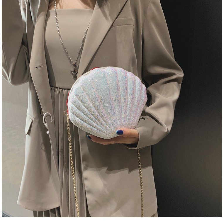 Túi Xách Nữ Đẹp Đeo Chéo Thời Trang Hình Vỏ Sò Đính Kim Tuyến Độc Đáo, Kiêu Sa Cực Hot 2020