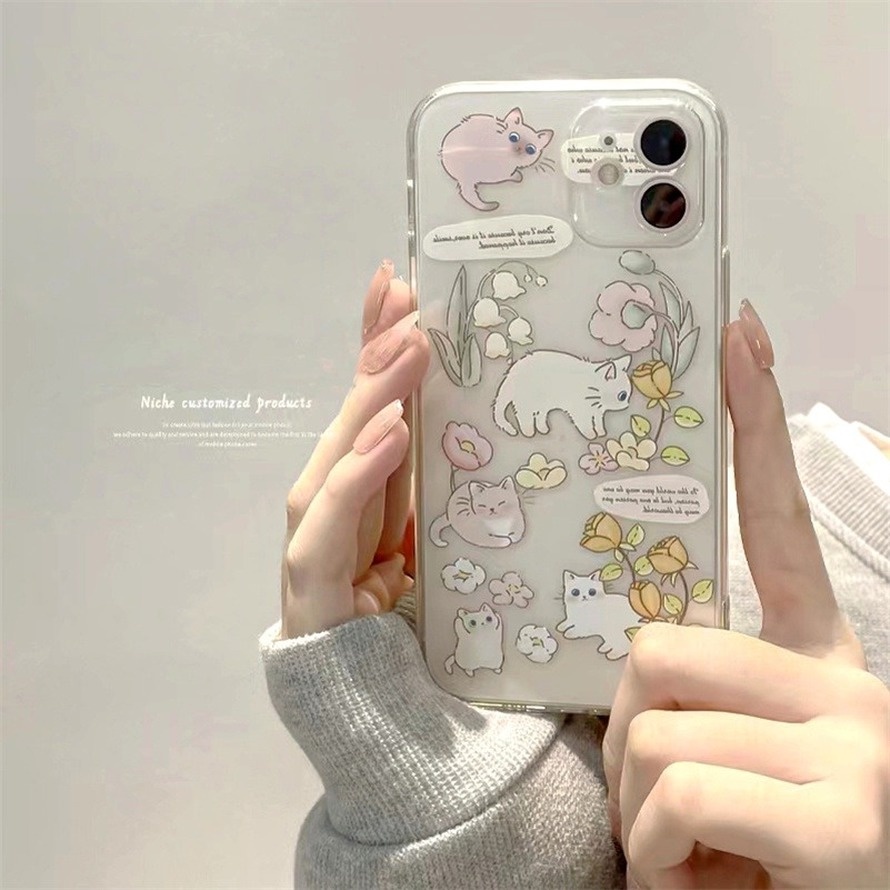 Ốp Điện Thoại TPU Dẻo Họa Tiết Chú Mèo Dễ Thương Cho iPhone 14 13 12 11 Pro Max X Xr Xs Max SE iPhone 8 7 6 6s Plus