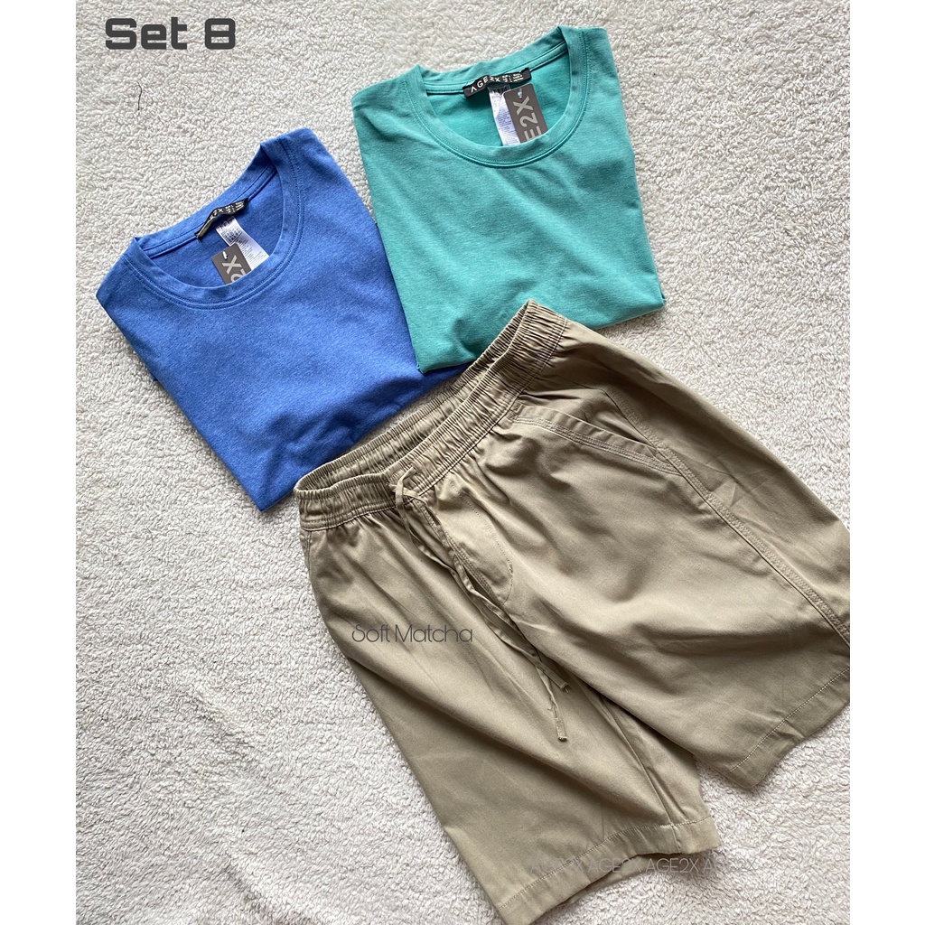 Set Menly AGE2X Gồm Áo Thun Và Quần Short Kaki
