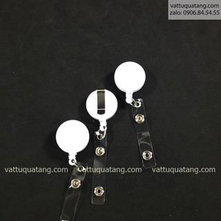 KẸP THẺ ĐEO BẢNG TÊN RÚT TRƠN - TRẮNG