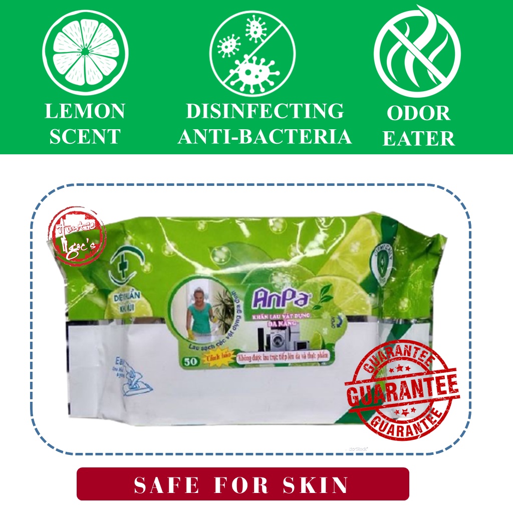 ANPA Multi Purpose Disinfecting Cleaning Wipes Citrus (50 pcs) - Lemon Scent - Disinfecting / Khăn ướt đa năng ANPA