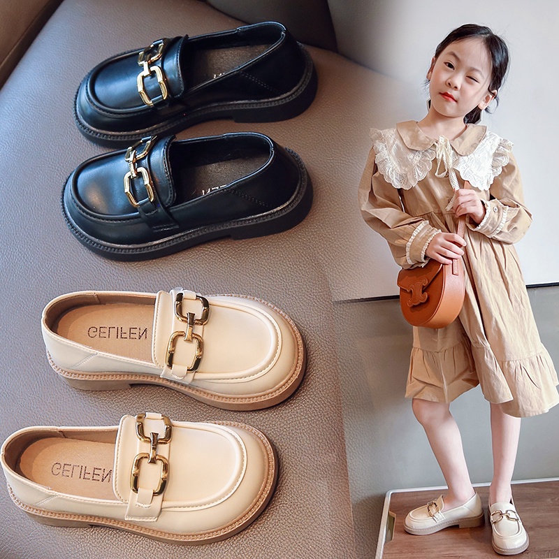 Giày Lười Da Đế Mềm Chống Trượt Cho Bé Gái 3-16 Tuổi