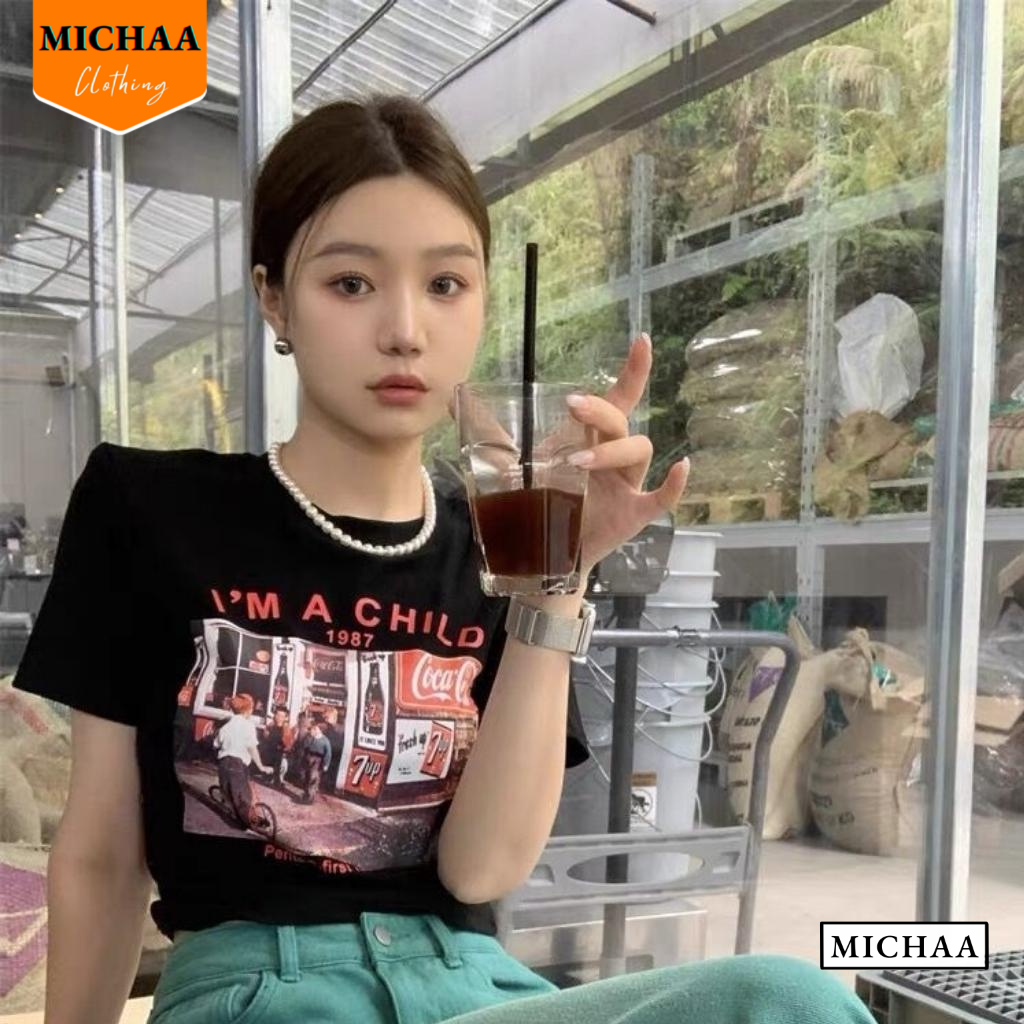 Áo Croptop Nữ IM CHILD Tay Ngắn Ôm Body, Áo Thun Croptop Kiểu Sexy Thun Borip - MICHAA CR76