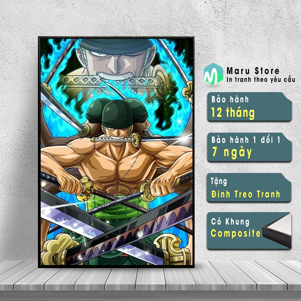 Tranh One Piece Zoro sử dụng Skill Asura Siêu Đẹp, Dùng Trang Trí Phòng Trưng Bày