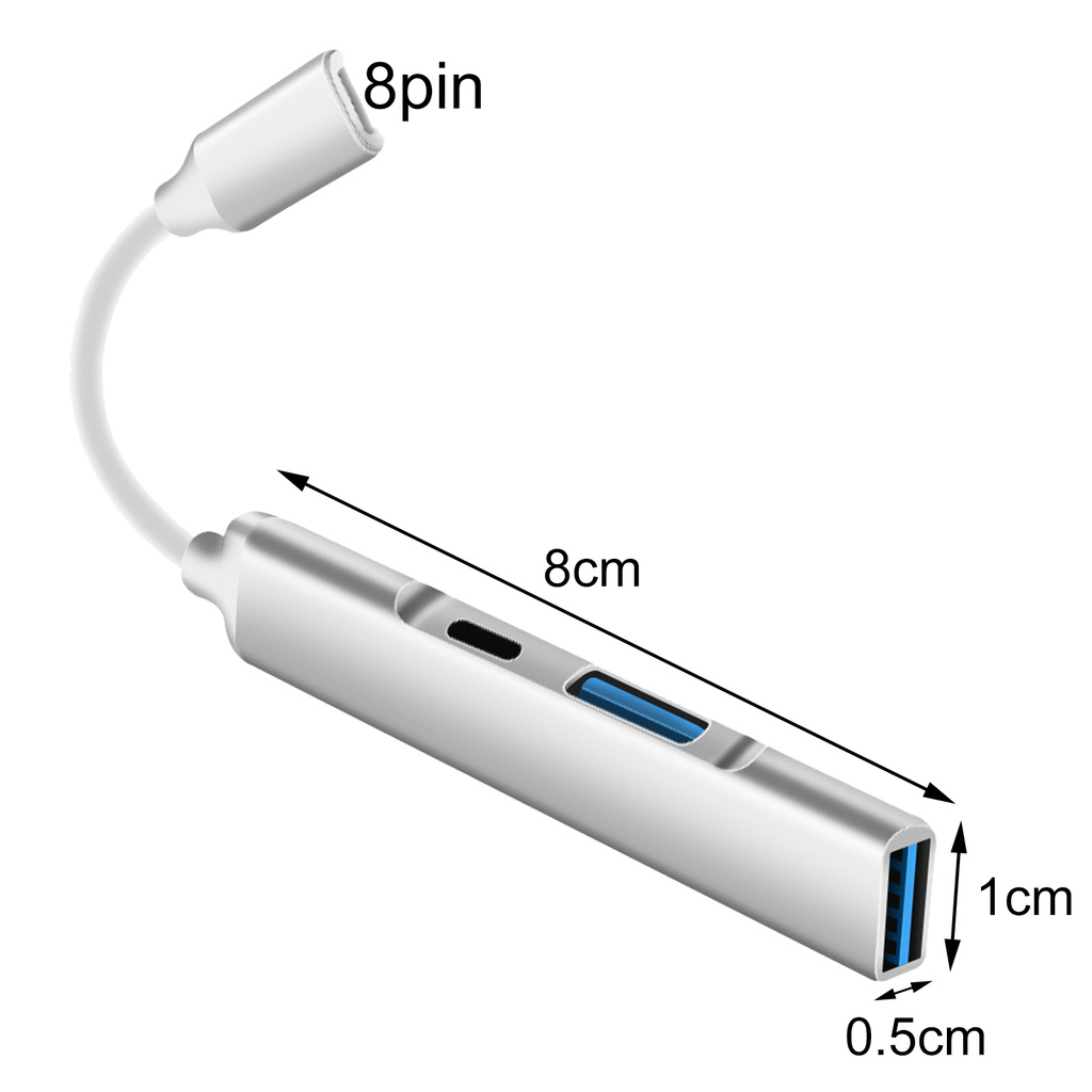 Dock Kết Nối Usb 2.0 8-pin 3 Trong 1 Cho Bàn Phím