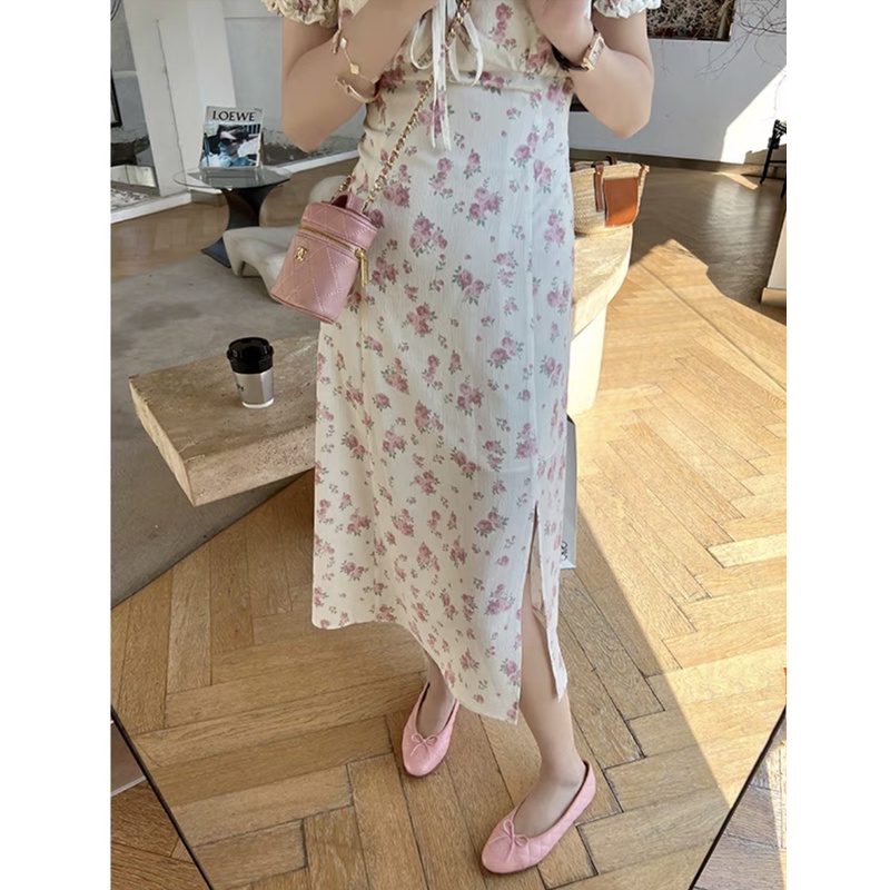 Đầm Maxi Tay Ngắn Hoạ Tiết Hoa Thời Trang Mùa Hè Cho Phái Nữ