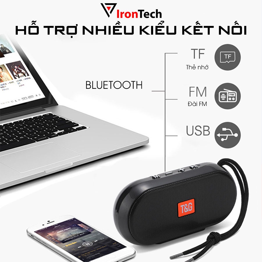 Loa bluetooth mini IronTech TG197 cầm tay di động loa không dây blutooth pin sạc 4 tiếng siêu bass toàn dải