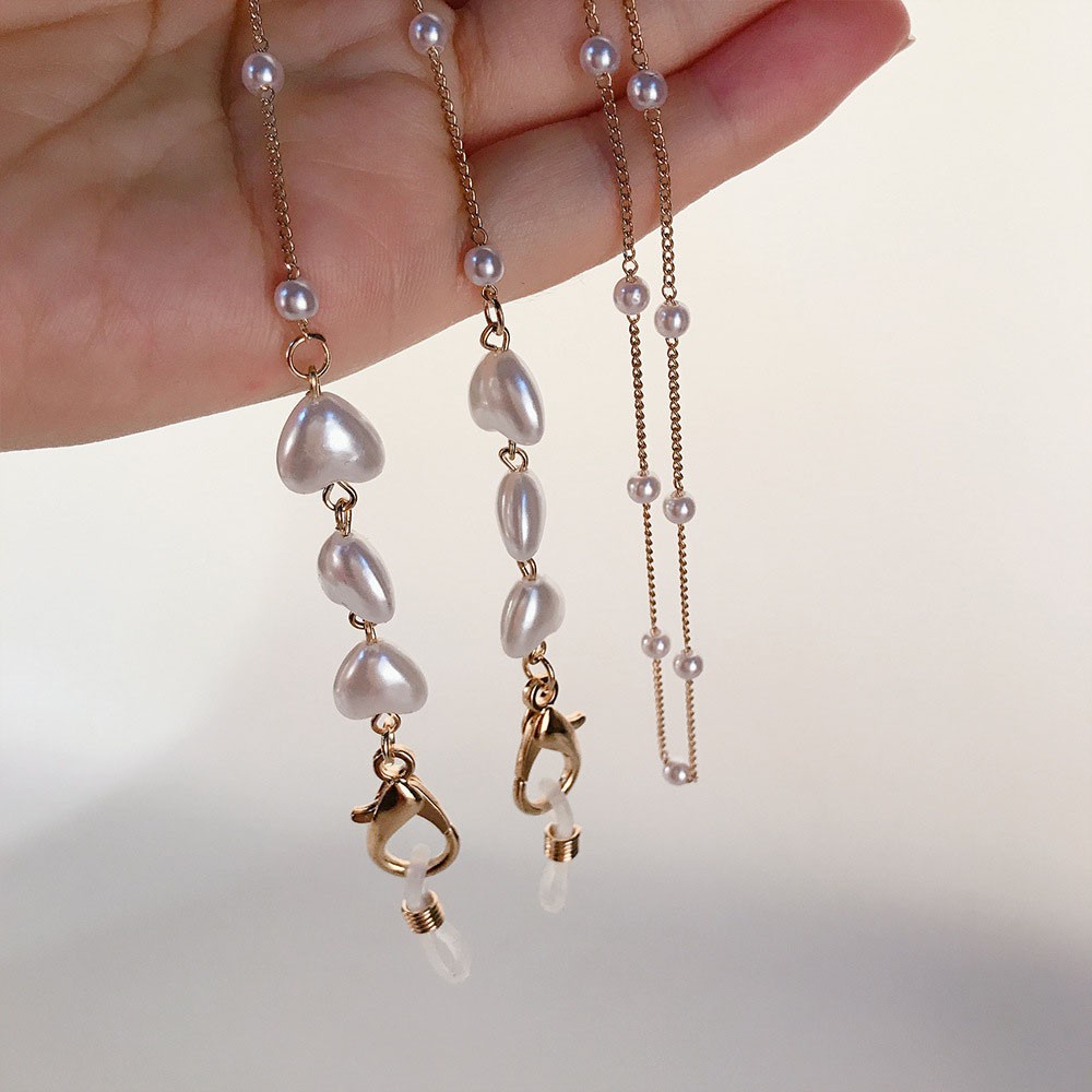 Thời Trang Dây Đeo Mắt Kính Chống Thất Lạc Hình Trái Tim Đính Ngọc Trai