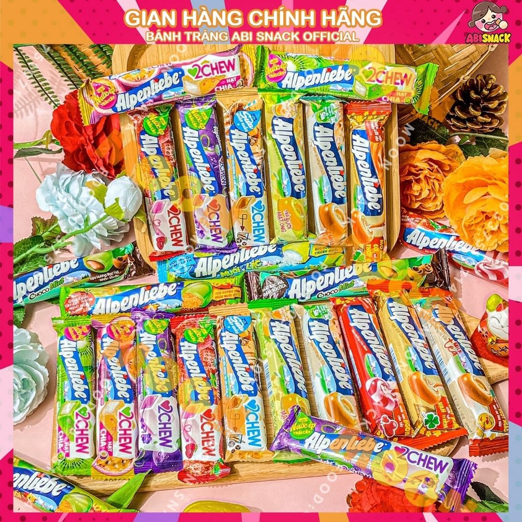 Kẹo Alpenliepe các vị xoài muối ớt/chanh muối/chocomint/dâu/trà sữa/caramel thanh 26g