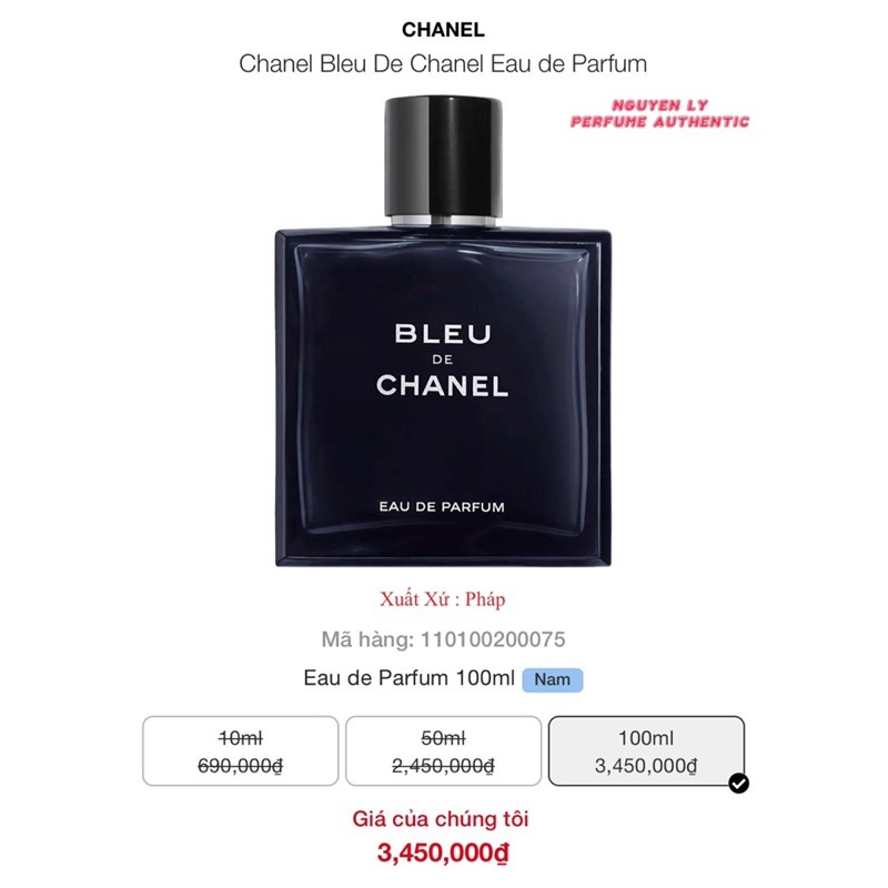 Nước Hoa Nam Chanel Bleu EDT EDP 100ml Hàng Chính Hãng