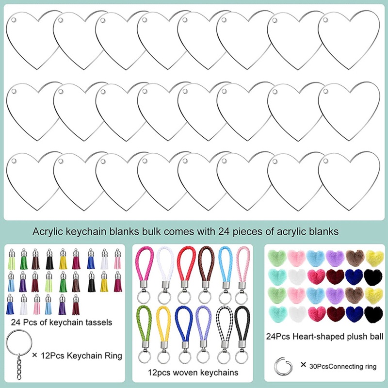 Set 126 Mặt Dây Chuyền Chất Liệu Da Acrylic Trong Suốt DIY