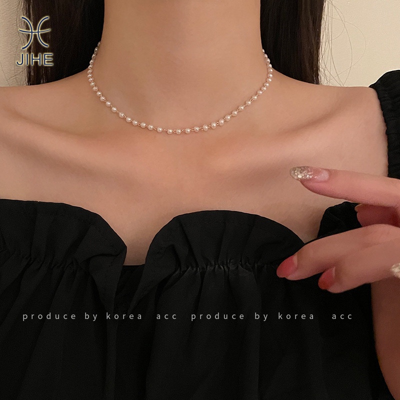【JIHE】Choker Vòng cổ đính ngọc trai phong cách Hàn Quốc đơn giản thời trang