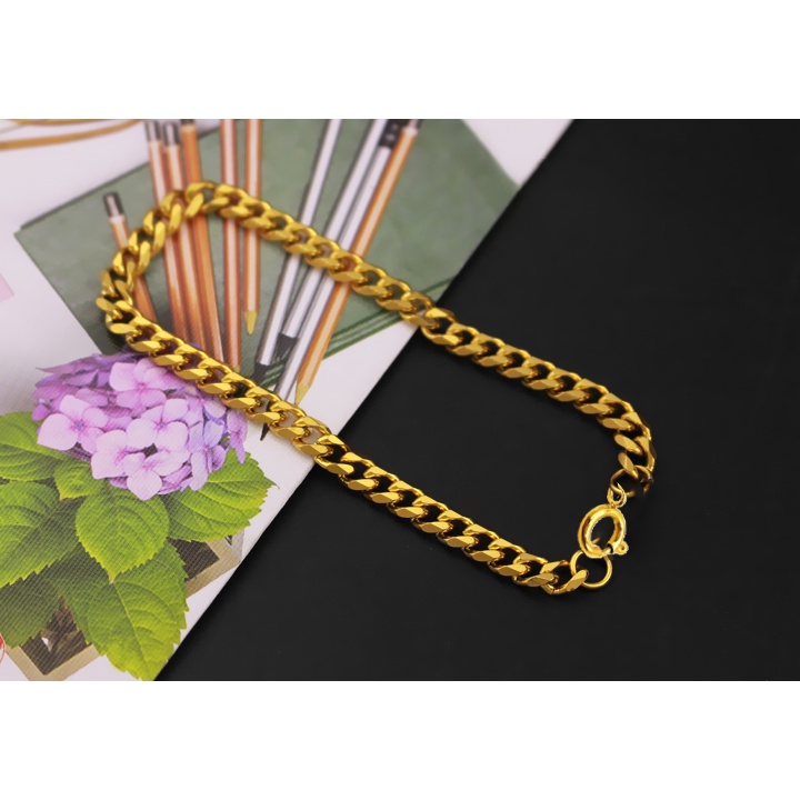 Lắc tay inox bản 5mm mạ vàng khóa xịn siêu đẹp, bền màu - Phù hợp cho cả nam và nữ