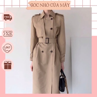 Áo mangto kaki dáng dài phong cách Hàn Quốc