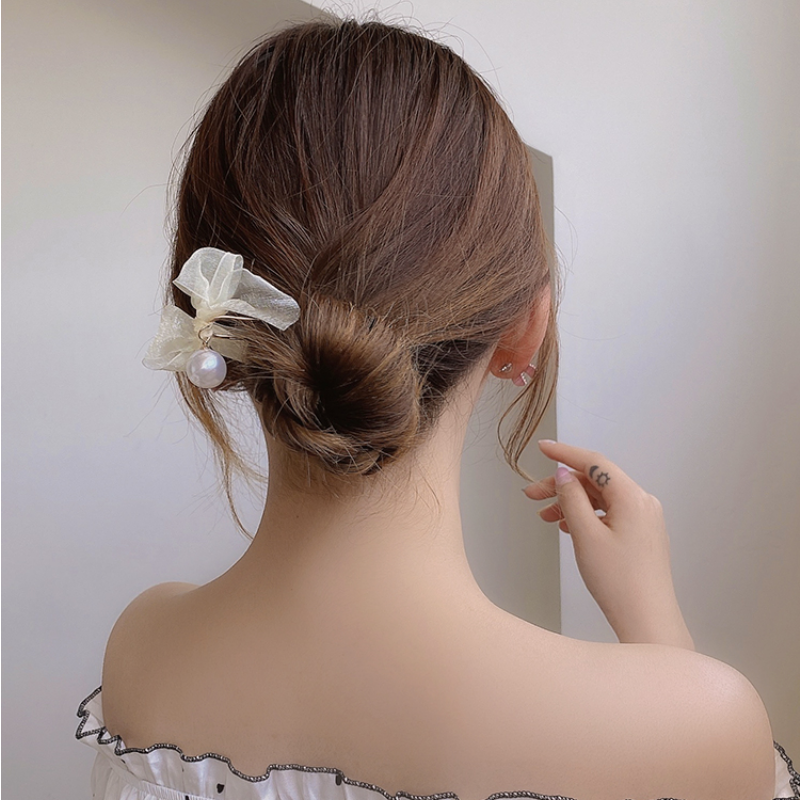 Kẹp tóc đính nơ ren kiểu hàn quốc xinh xắn cho nữ