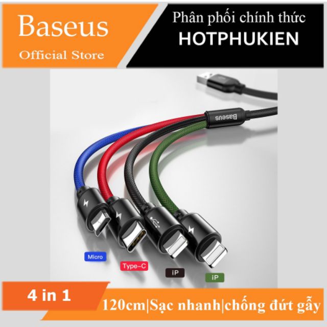 Cáp sạc 4 trong 1 Baseus - CA1T4 (Lightning - Type C - Micro USB /KCLI12