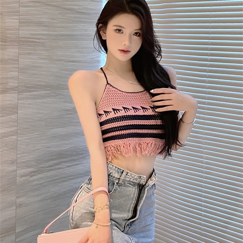 Áo Croptop Dệt Kim Thiết Kế Quyến Rũ Cho Nữ