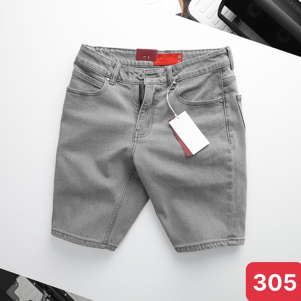 Quần đùi short jean nam màu xanh nhạt trơn không rách chất bò cao cấp co dãn 4 chiều đẹp from dáng skinny chuẩn ADO24