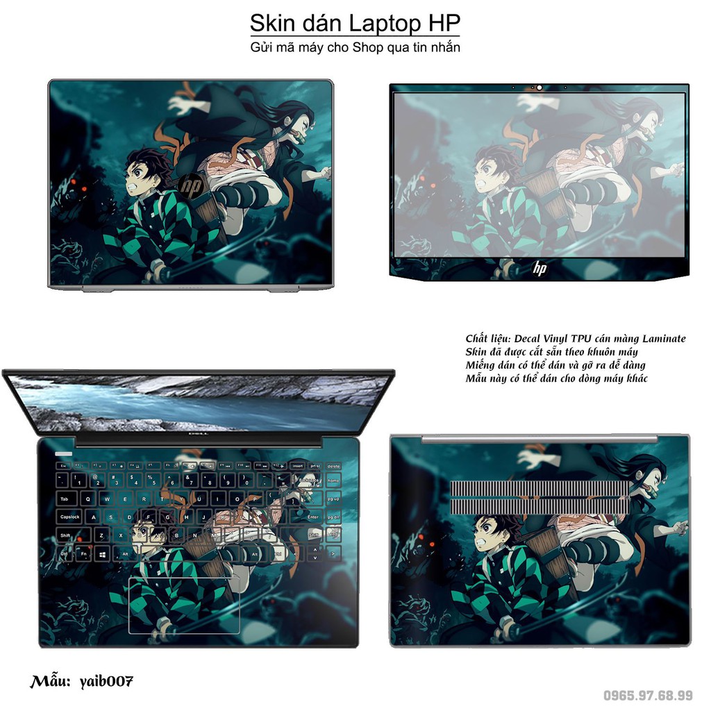 Skin dán Laptop HP in hình Kimetsu No Yaiba (inbox mã máy cho Shop)