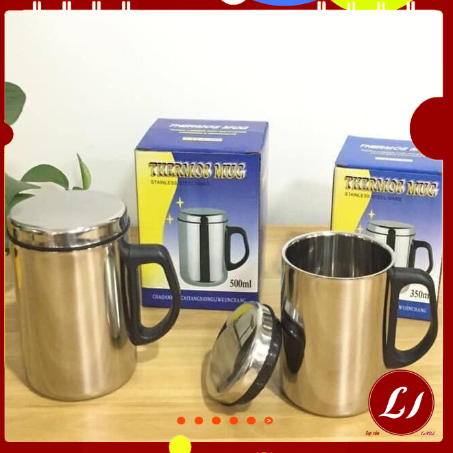 Ly, ca inox có nắp đậy tay cầm tiện lợi -500ml