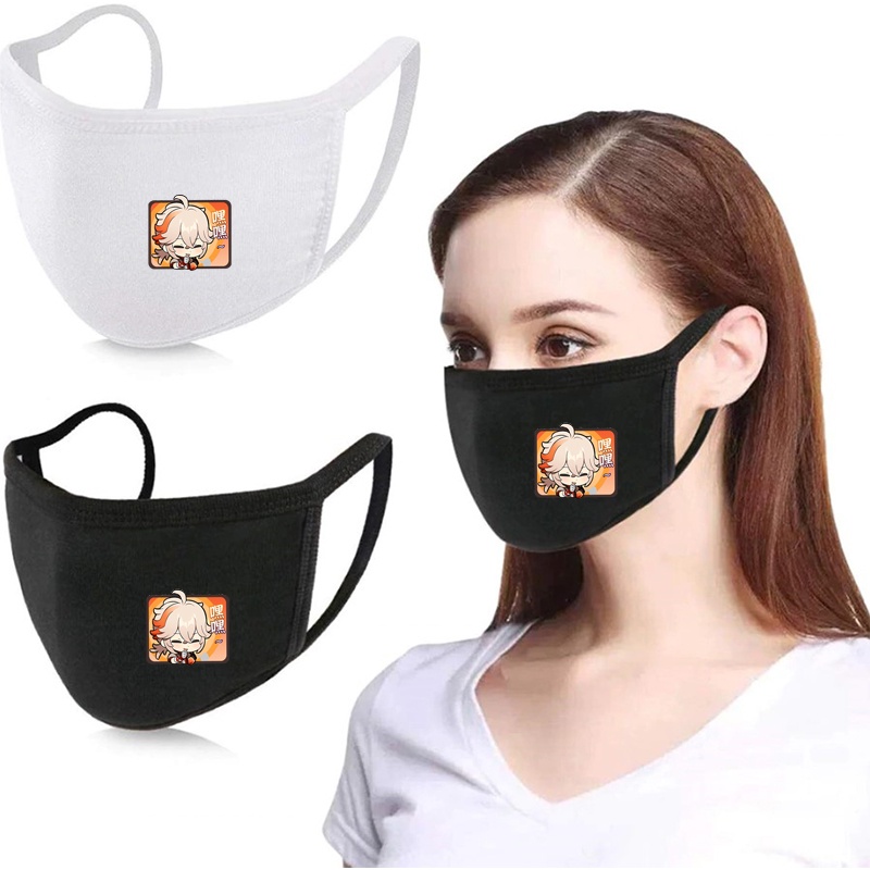 Khẩu trang in hình GENSHIN IMPACT ver CHỮ NHẬT game anime chibi chống bụi thời trang cá tính