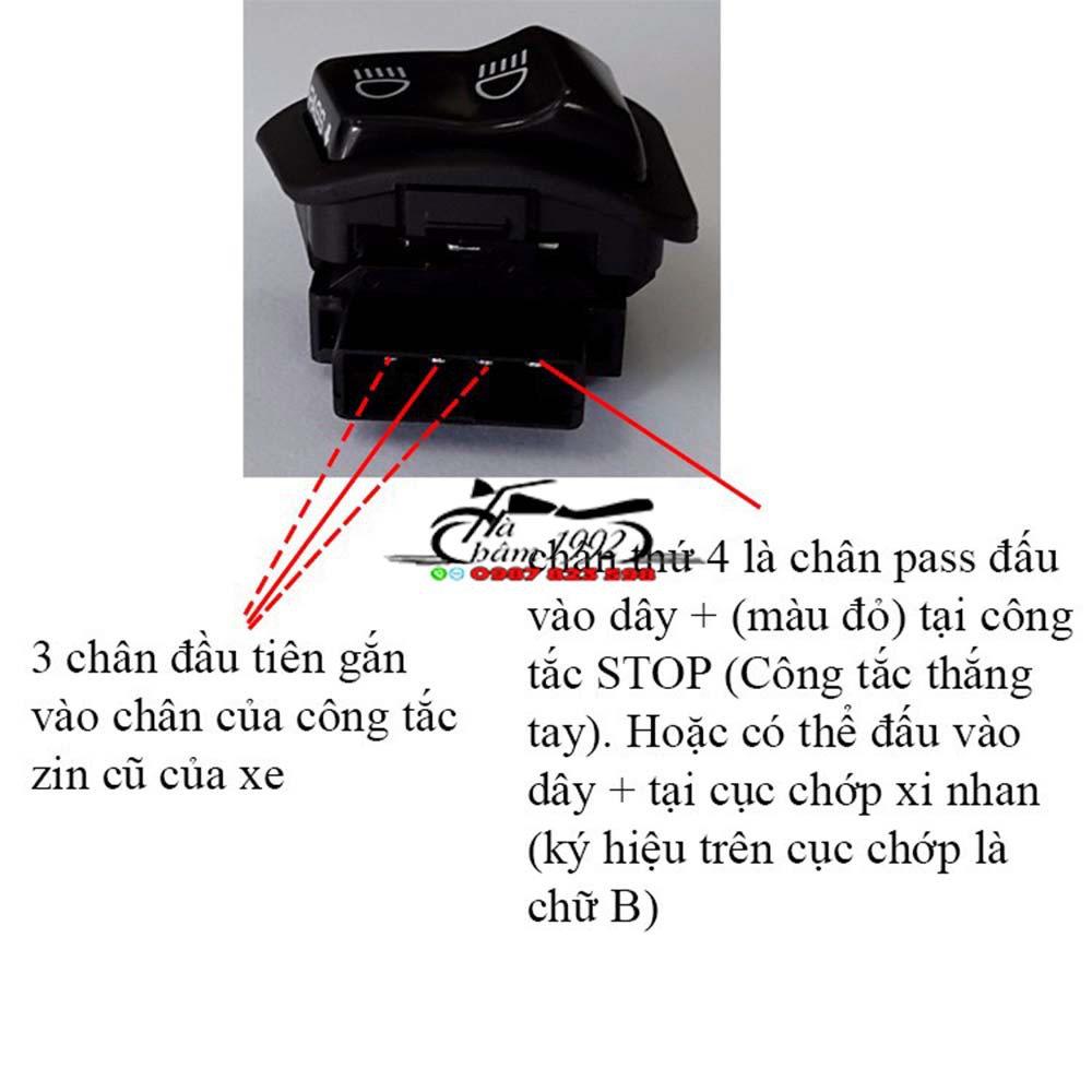 Công Tắc Passing Chính Hãng Honda - Passing SH ( tặng jack 4 chân - Chế Passing Honda đời mới)