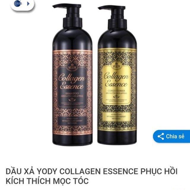 Bộ dầu gội xả  Yody collagen essence 800ml , Dầu gội xả collagen phục hồi tóc