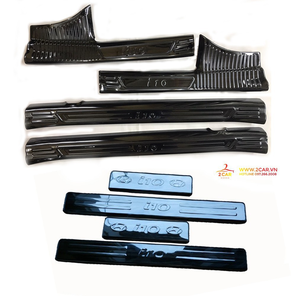 Ốp Bậc Chân Trong, Nẹp Bước Chân Trong Xe Hyundai i10 2014-2021 chất liệu Titan