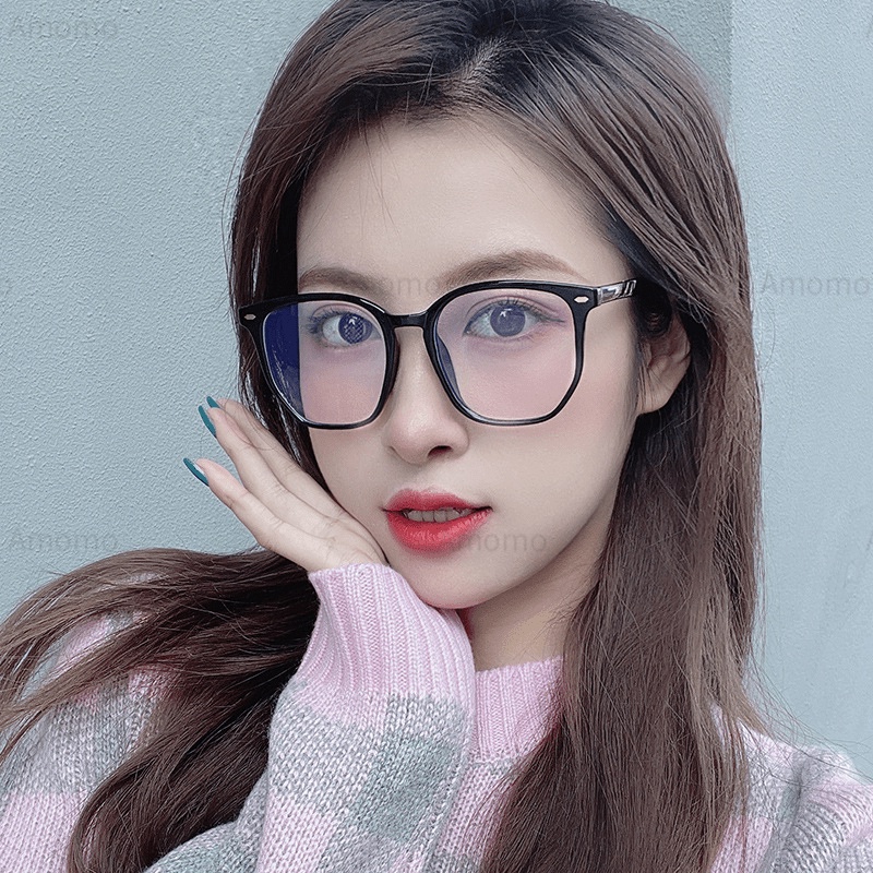 Mắt kính hình đa giác màu đen TR90 có độ từ 1.0- 6.0 chống ánh sáng xanh thiết kế thời trang/mắt kính cận/kính thời trang nữ nam