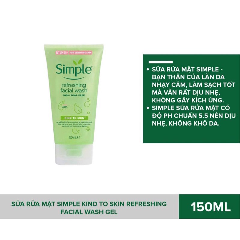 Sữa rửa mặt Simple 150ml
