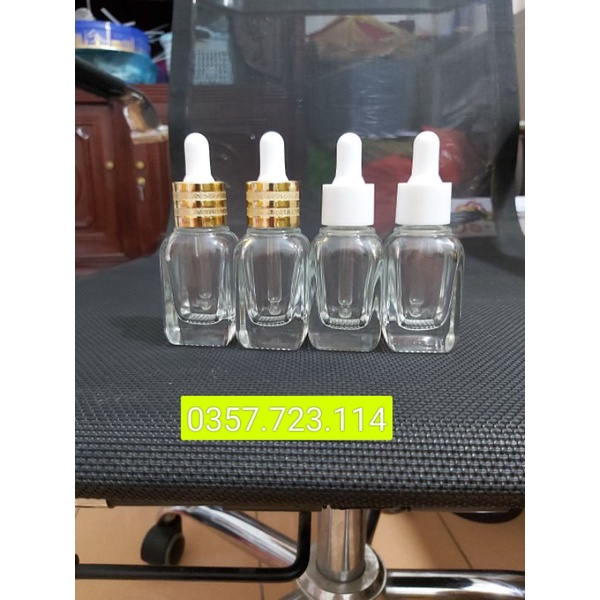 chai thủy tinh vuông đầu bóp serum