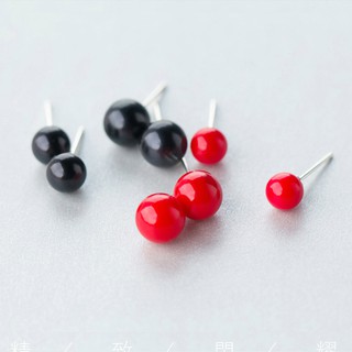 Khuyên tai nụ ngọc trai nhân tạo đỏ, đen