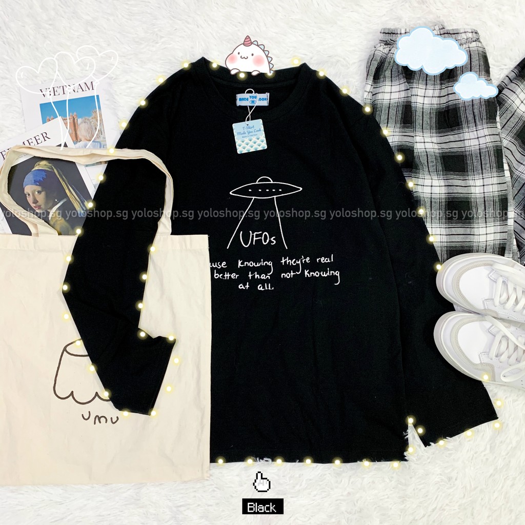 Áo Thun Tay Dài Unisex THÊU UFOs Thu Đông