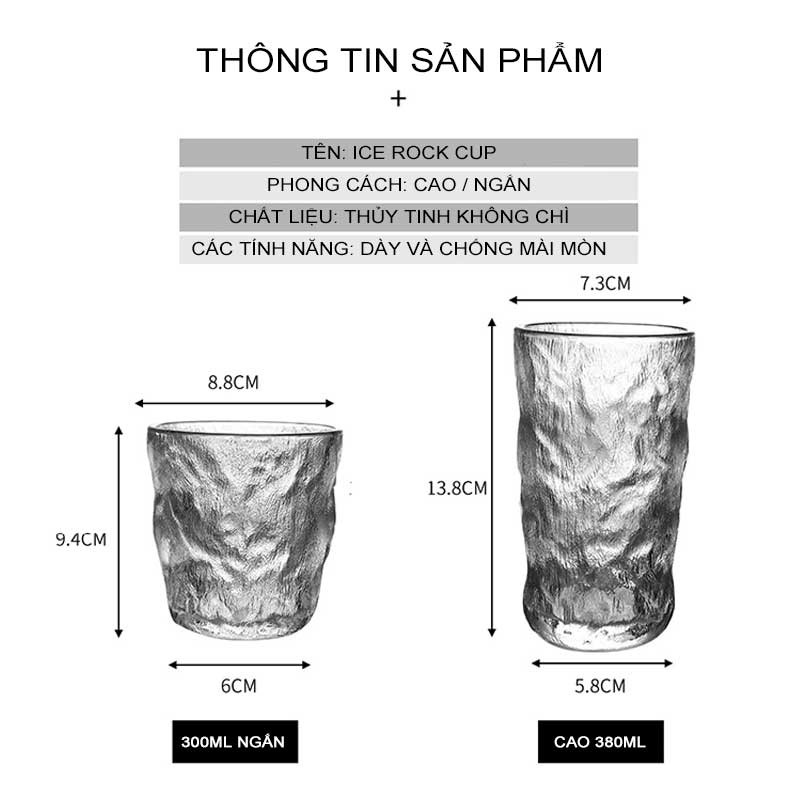 W&amp;G  Cốc nước thủy tinh cốc trà hình cây nhật bản đơn giản trong suốt tách trà cốc sáng tạo tảng băng