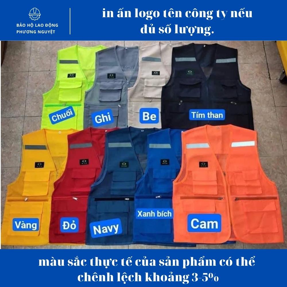 Áo gile bảo hộ, áo bảo hộ lao động chất liệu kaki và vải lưới thoáng mát - 4 túi hộp đựng đồ nhiều màu sắc