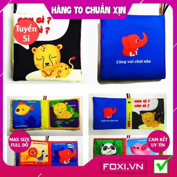 [FREESHIP HÀNG ĐẸP] Sách vải song ngữ Thông minh Foxi kích thích Ngũ quan giúp bé tăng Trí tưởng tượng-Dễ dàng vệ sinh