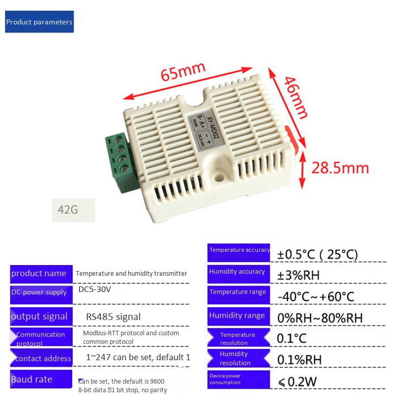 Bộ cảm biến nhiệt độ / độ ẩm RS485 SHT20 RTU chuyên dụng chất lượng cao