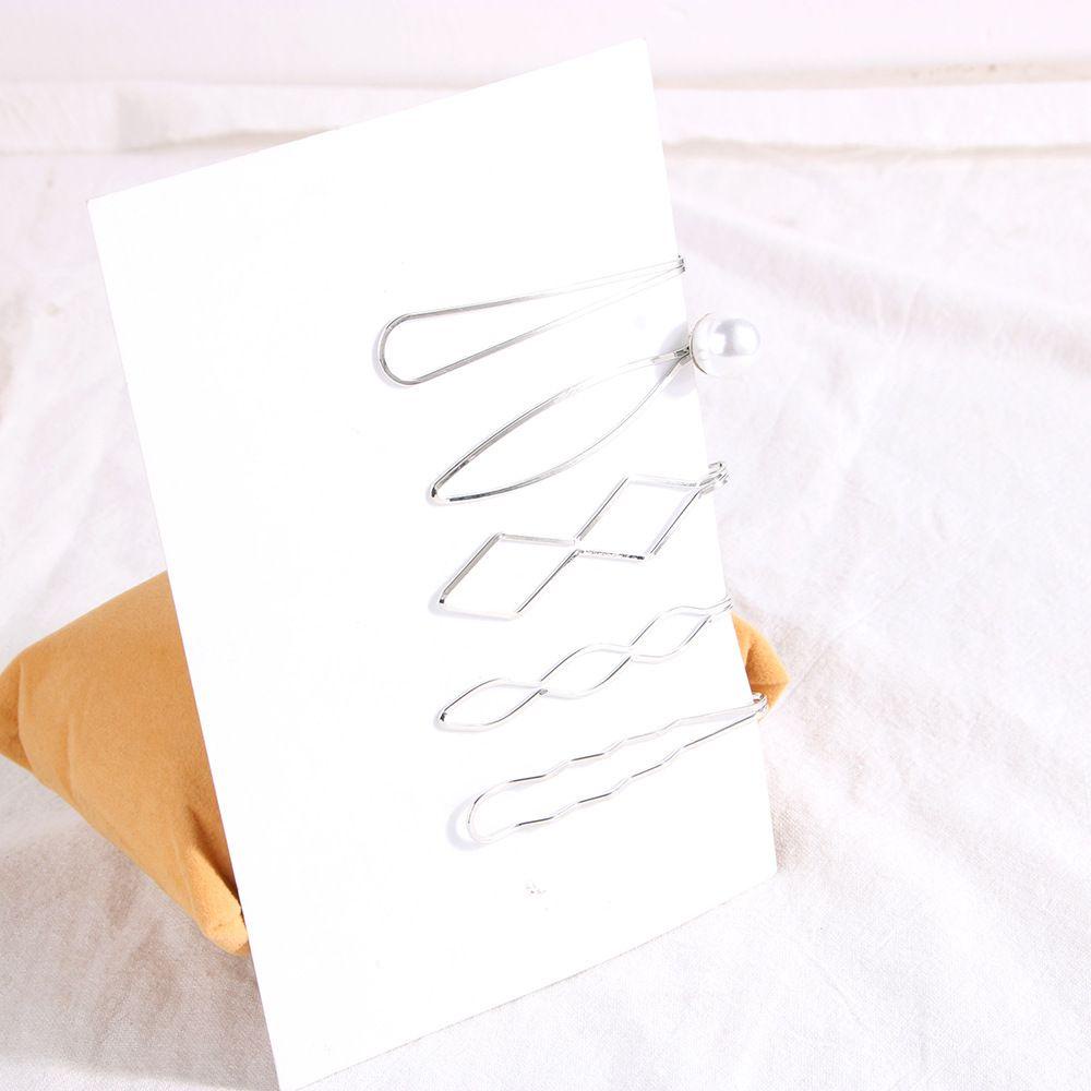 Set 5 Kẹp Tóc Họa Tiết Hình Học Đơn Giản|Kẹp Tóc Màu Sắc