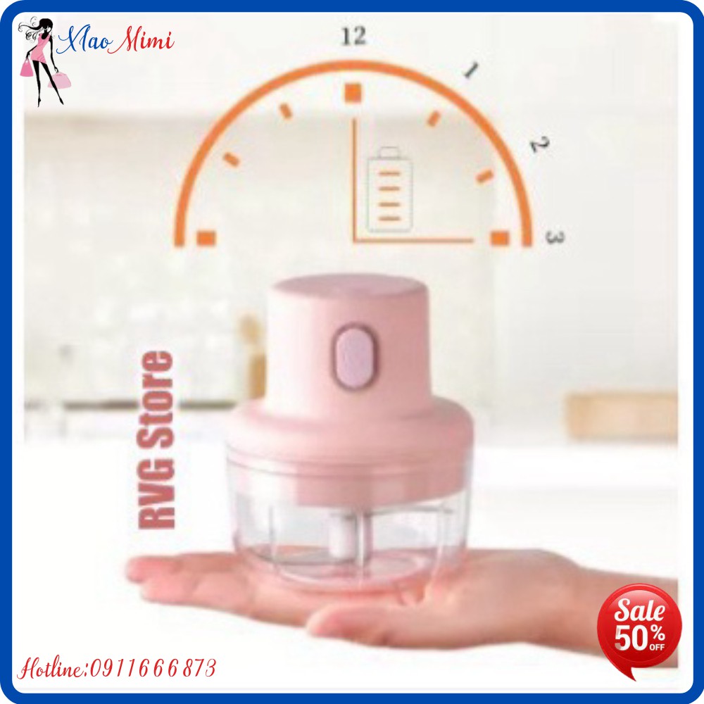 Máy Xay Thịt Cầm Tay Mini Sạc Điện 100ml – Máy Xay Tỏi Ớt, Củ Quả Đa Năng, Có Cổng Sạc Usb