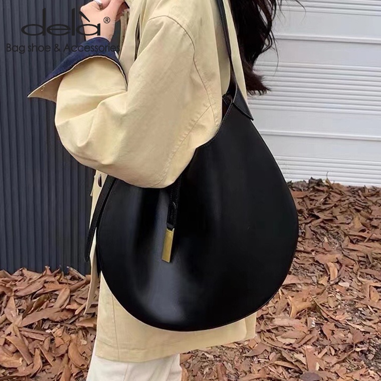 Dela Túi Xách Hình Bán Nguyệt Cỡ Lớn Mềm Mại Phong Cách Hàn Quốc